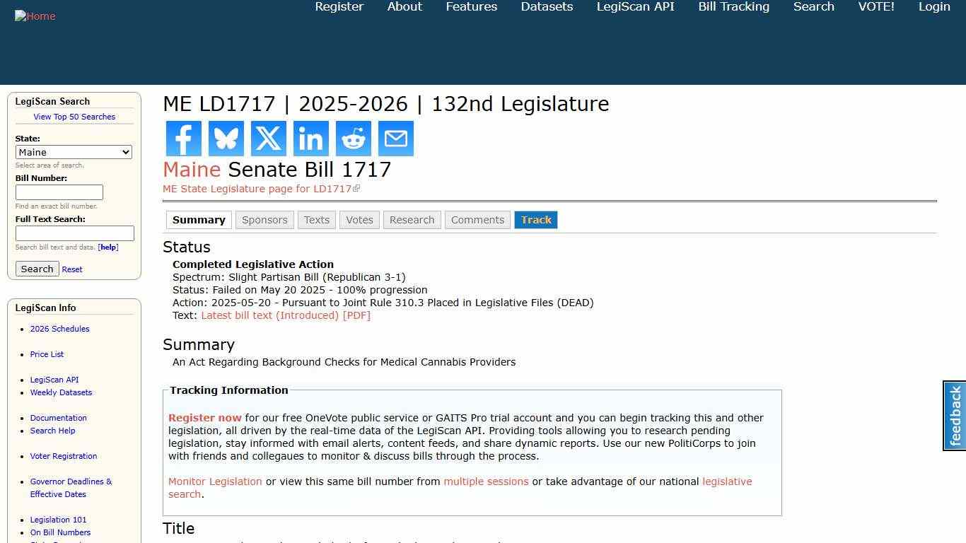 ME LD1717 2025-2026 132nd Legislature LegiScan