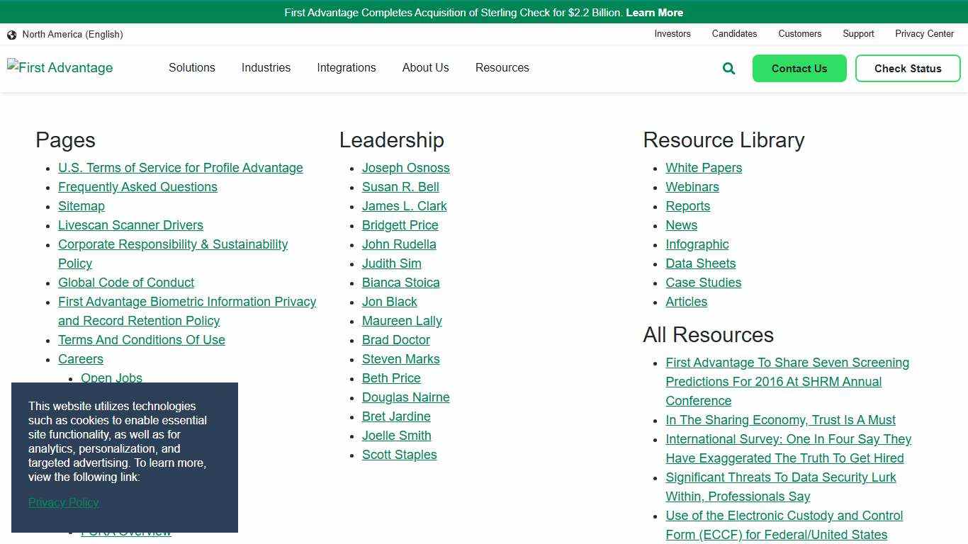 Sitemap First Advantage